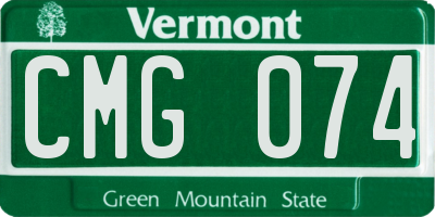 VT license plate CMG074