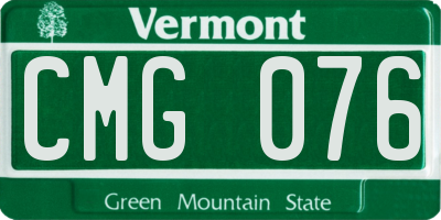 VT license plate CMG076