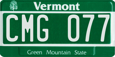 VT license plate CMG077