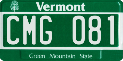 VT license plate CMG081