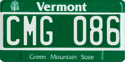 VT license plate CMG086