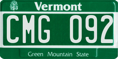 VT license plate CMG092
