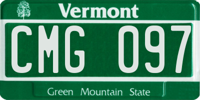VT license plate CMG097