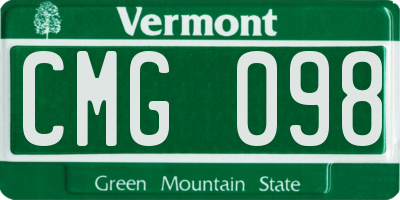 VT license plate CMG098