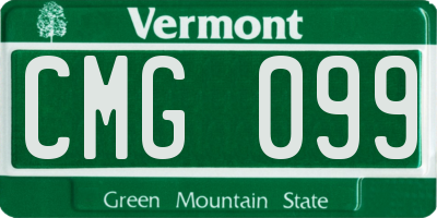 VT license plate CMG099