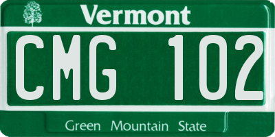 VT license plate CMG102