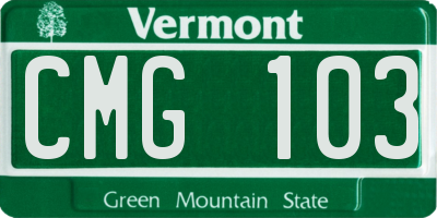 VT license plate CMG103