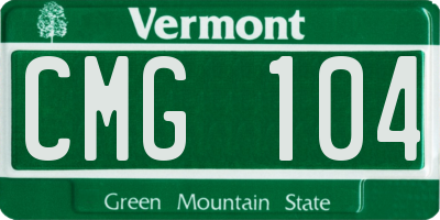 VT license plate CMG104