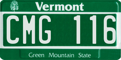 VT license plate CMG116
