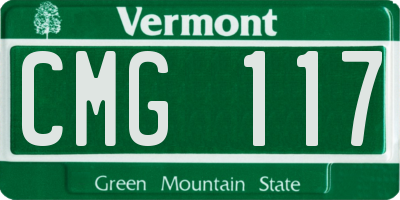VT license plate CMG117