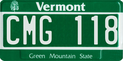 VT license plate CMG118