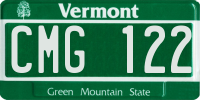 VT license plate CMG122