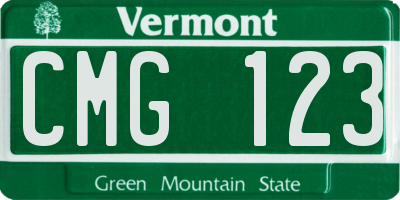 VT license plate CMG123