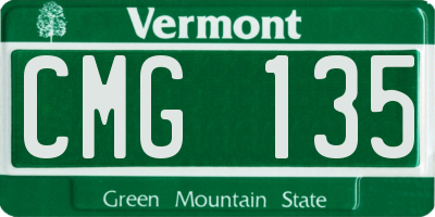 VT license plate CMG135