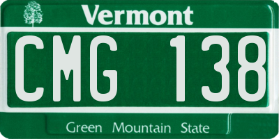 VT license plate CMG138