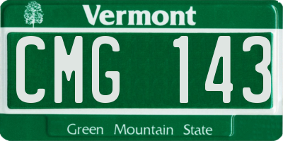 VT license plate CMG143