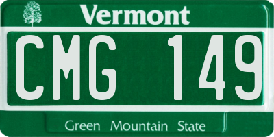 VT license plate CMG149