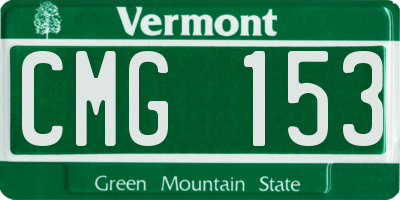 VT license plate CMG153