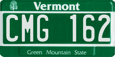 VT license plate CMG162
