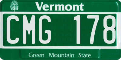 VT license plate CMG178