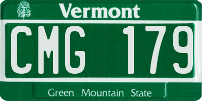 VT license plate CMG179