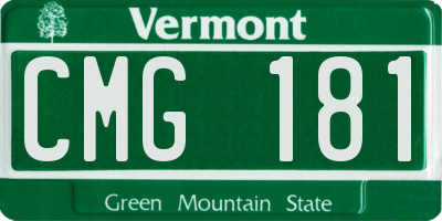 VT license plate CMG181