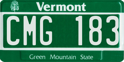 VT license plate CMG183