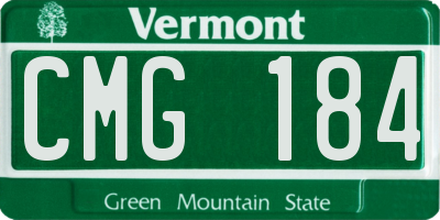 VT license plate CMG184