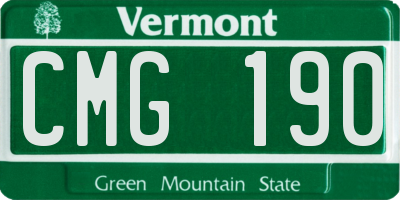 VT license plate CMG190