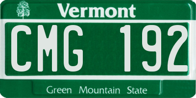 VT license plate CMG192