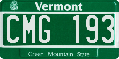 VT license plate CMG193