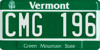 VT license plate CMG196