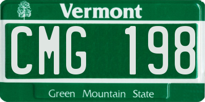 VT license plate CMG198