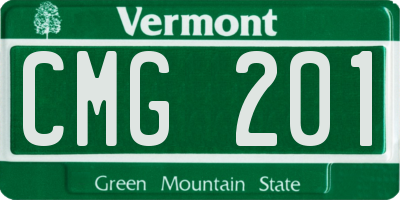 VT license plate CMG201
