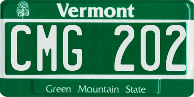 VT license plate CMG202
