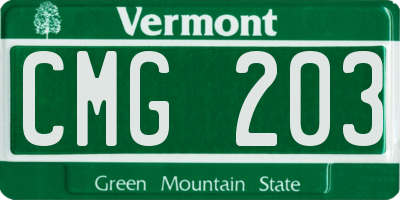 VT license plate CMG203