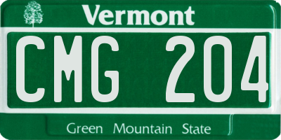 VT license plate CMG204