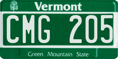 VT license plate CMG205