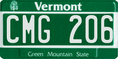 VT license plate CMG206
