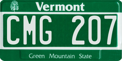 VT license plate CMG207