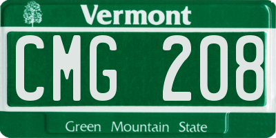 VT license plate CMG208