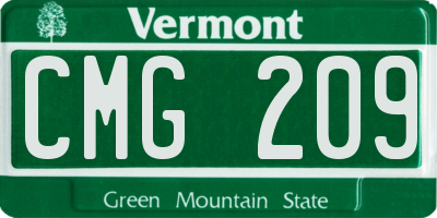 VT license plate CMG209