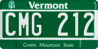 VT license plate CMG212