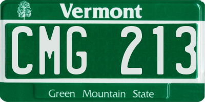 VT license plate CMG213