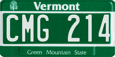 VT license plate CMG214