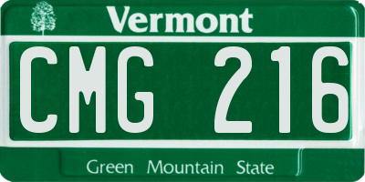 VT license plate CMG216