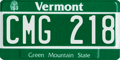 VT license plate CMG218