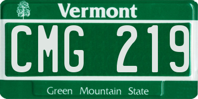 VT license plate CMG219