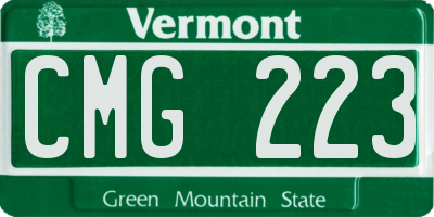 VT license plate CMG223