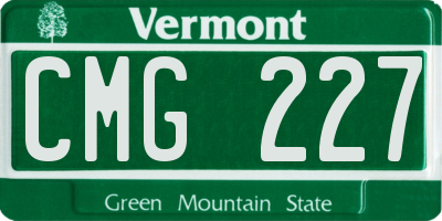 VT license plate CMG227
